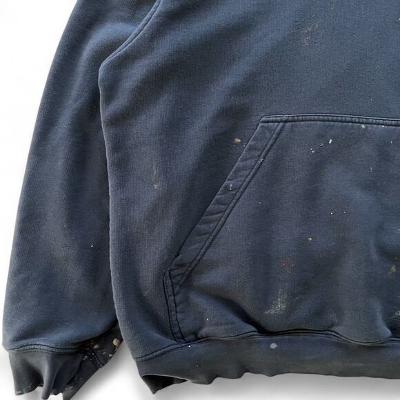 Vintage Y2K Navy Blue Nike Mini Swoosh Hoodie Sweatshirt M Paint Grunge Distress - Picture 5 of 9